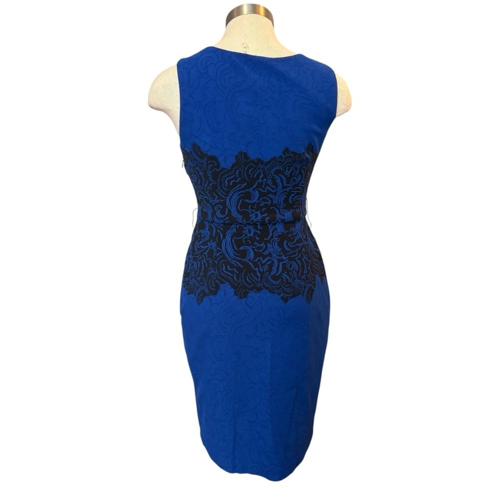 Joseph Ribkoff Dress Bodycon Royal Blue Black Knee Length Stretch Sz. 8 - Picture 6 of 8